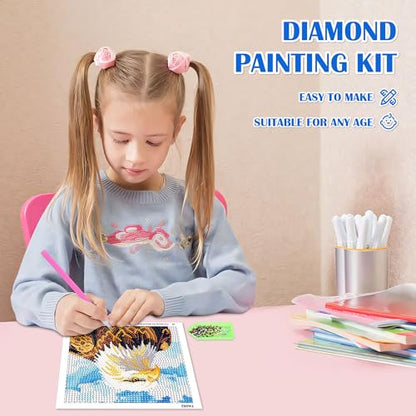 Leixonl Diamond Art Kits for Kids with Framed (7 in) Cartoon Animals DIY Gem Art Painting - Arts & Crafts Gifts for Beginners & Teens (1p-6 in-Eagle) - color: 1p-6 in-eagle