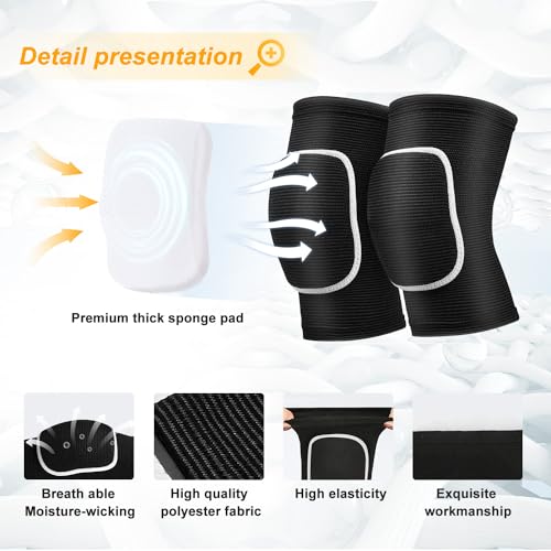 Volleyball Knee Pads for Dancers, Soft Breathable Knee Pads for Men Women Kids Knees Protective, Knee Brace for Volleyball Football Dance Yoga Tennis Running Cycling Workout Climbing - color: Black White, size: Large