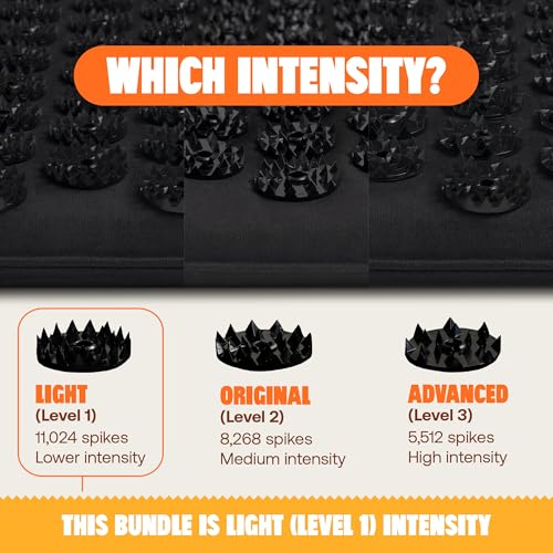 ShaktiMat Premium Acupressure Mat & All-Over Pillow Set, Level 1 Intensity in Black, Thousands of Signature Spikes that Massage Muscles, Aid Sleep & Unlock Inner Tension | Similar to Acupuncture