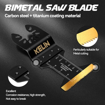 64pcs Titanium Oscillating Tool Blades, Universal Multitool Blades | Oscillating Saw Blade for Hard Wood, Metal,Nails, Laminate Flooring, Multi Tool Blades Kits for Dewalt Bosch Milwaukee Ryobi - size: 64 PCS