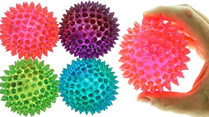 JA-RU Large 3.25" Light Up Spiky Rubber Ball (8 Balls) Spike Sensory Toy for Kids. Squishy Bouncy Dog Toy. Therapy Stress Fidget. Party Favor. Plus 1 Sticker. 699-8s - size: 8 Giant Balls