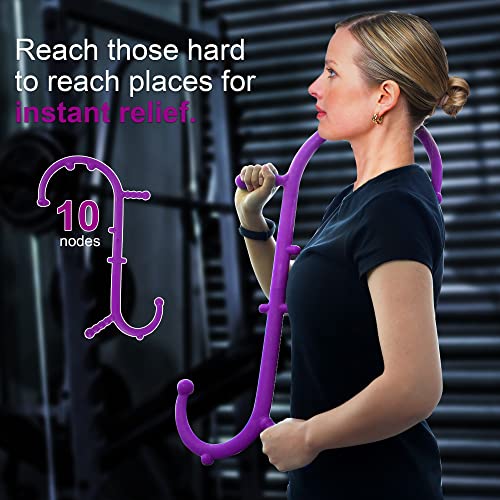 Shrdaepe Massage Trigger Point Cane, Muscle Release Tool Self Massage Hook Cane, Handheld Back, Neck, Shoulder, Leg and Feet Massager Rod, Body Deep Tissue Gifts for Men & Women, Purple - color: Purple