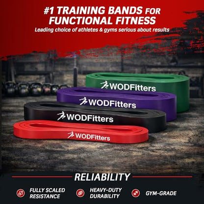 WODFitters Pro Series Pull-Up Assistance Bands – Premium Resistance Loop Bands for Assisted Pull Ups, Muscle Ups, Strength Training & Mobility – Durable Bands for Functional Fitness - color: 4 Band Set