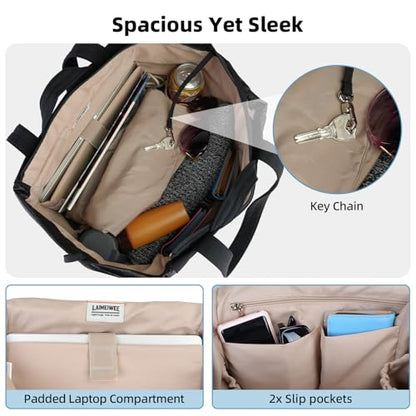 Everyday Bag Tote for Women, 25L Lightweight Spacious Gym&Work - color: Black