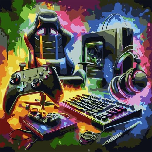 OJTOYART Paint by Numbers Kit for Adults Beginner, DIY Video Game Paint By Number Kits,Easy Adults' Paint-by-Number Kits Craft Supplies for Home Wall Decor 16 x 16inch - color: MT6435