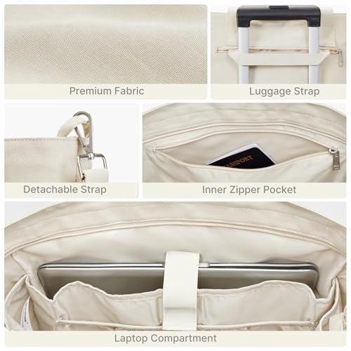 G4Free Large Canvas Tote Bag for Women with Zipper Fit 15.6" Laptop, Everything Tote Bags with Pockets for Work, Travel - color: Beige