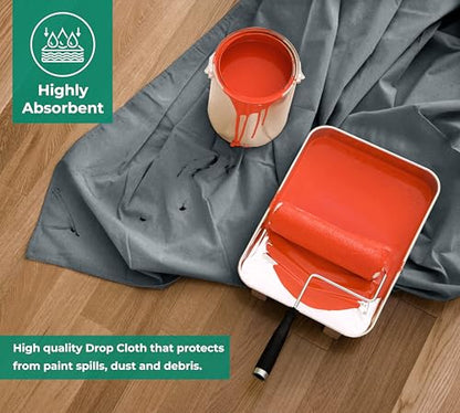 Canvas Drop Cloth for Painting 9x12 feet Pack of 1-8oz Painters Drop Cloths for Painting - All Purpose Canvas Tarps for Floor & Furniture Protection - Recycled Cotton Fabric - size: 9x12 Ft - 1 pc