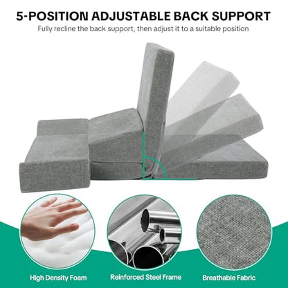 HOMBYS Pro Meditation Cushion Set with Adjustable Back Support, Large 3-in-1 Floor Sitting Chair for Yoga & Meditation, Extra Thick Yoga Pillows for Adults with Knee Support, Grey