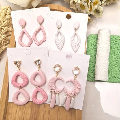 Polymer Clay Texture Roller Work with Polymer Clay Cutters for DIY Earrings Jewelry Making Craft Supplies(Linear Water Ripple Pattern) - color: Water Ripple