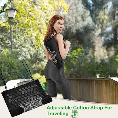 Acupressure Mat and Pillow Set - Full Body Acupuncture Mat | Premium Eco-Friendly Linen and Coconut Fiber Mat. Ideal for Full Body Pain Relief, Stress Reduction & Muscle Relaxation - size: XL-5Piece