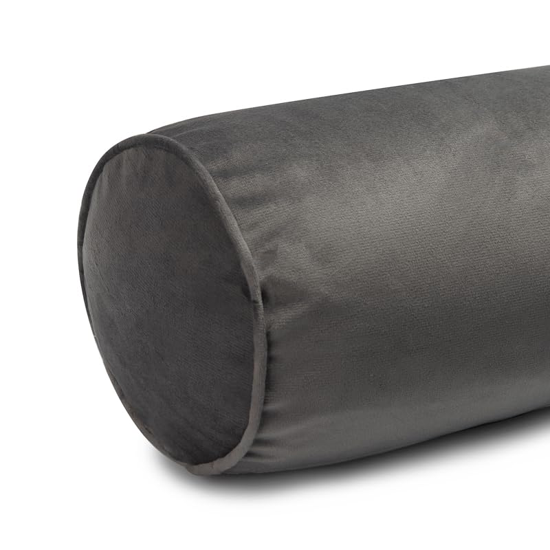 Neck Roll Pillow - color: Dark Grey (Vetlet)