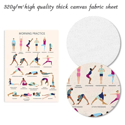Dazzlewall Yoga Practice Wall Picture, Morning Workout Poses Chart Art for Yoga Studio Home Gym Living Room Decor 12x16 in Unframed