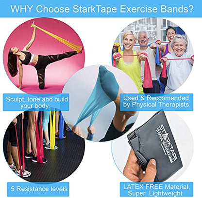 Resistance Bands Bundle. 5 Bands Set and 8 Yard Band Physical Therapy Professional. Non-Latex Elastic Exercise Fitness Workout Band for Pilates, Rehab, Yoga, Pilates, Training. Medium Green