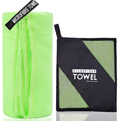 Microfiber Travel Towel, Quick Dry Camping & Gym Towel. Compact - color: Green, size: S:16"×32"