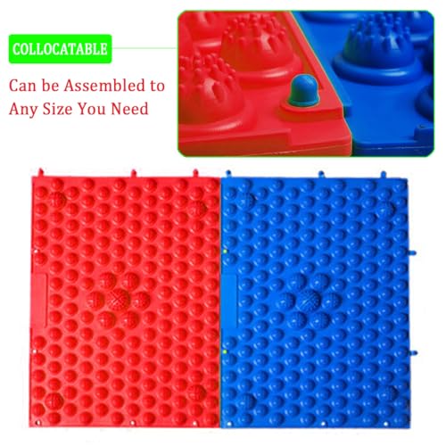 2-in-1 Foot Massage Mat & Reflexology Pad - Acupressure Mat with Toe Plates, Anti-Slip, Suitable for Bathroom, Yoga, Outdoor Games & More (Red) - color: Red