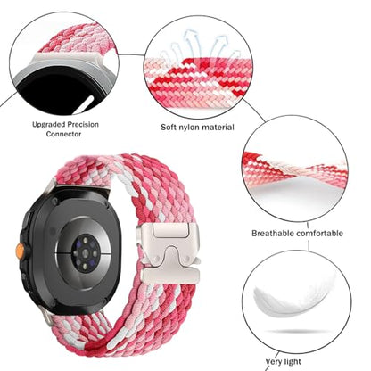 Nylon Braided band Compatible with Samsung Galaxy Watch 8/9 40mm 44mm - color: Strawberry Red