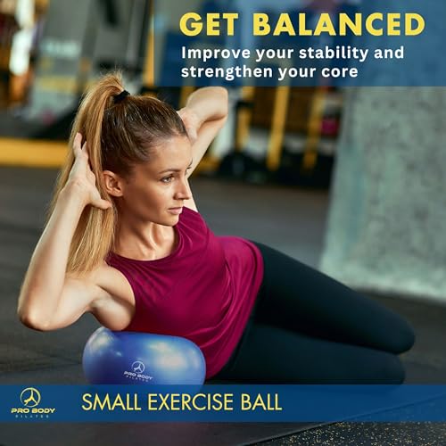 ProBody Pilates Home Workout Bundle (3pcs) - 14" Magic Circle, 9" Mini Exercise Ball and 5 Resistance Bands Bundle for Stability, Barre, Yoga, Core Training and Physical Therapy