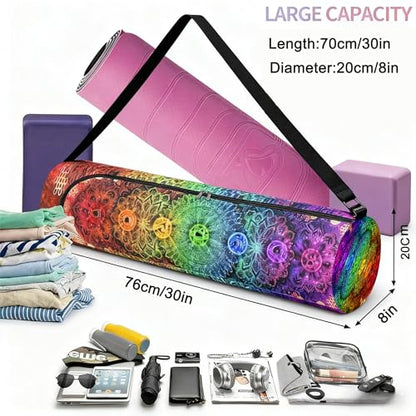 Spacious Extra Large Storage Yoga Mat Bag | Huge Capacity Mandala Gym Tote - Waterproof Wear-Resistant Carrier Strap Pilates - color: Splendid celestial river