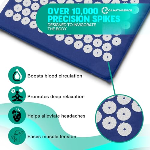 Sivan Acupressure Mat & Pillow Set for Back & Neck (XL, Blue/White) - color: Blue/White, size: XL