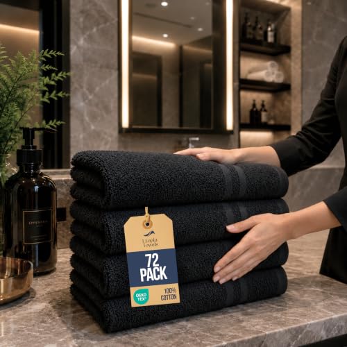 Bulk 72-Pack Professional-Grade Bleach Safe Salon Towels, 16" x 27", Black - color: Black, size: 72 Pack
