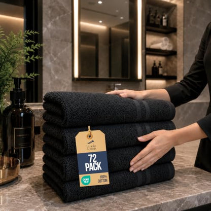 Bulk 72-Pack Professional-Grade Bleach Safe Salon Towels, 16" x 27", Black - color: Black, size: 72 Pack