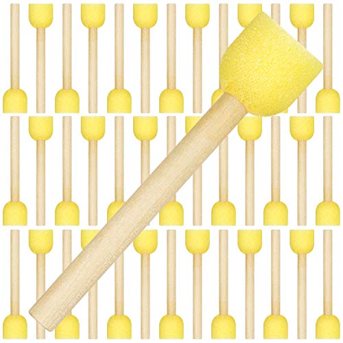 Outus 40 Pieces Round Sponge Foam Brush Set Paint Sponge Daubers with Wooden Handle Foam Stencil Brush Painting Tools for Painting Crafts - size: 0.6 Inch