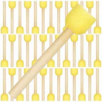 Outus 40 Pieces Round Sponge Foam Brush Set Paint Sponge Daubers with Wooden Handle Foam Stencil Brush Painting Tools for Painting Crafts - size: 0.6 Inch