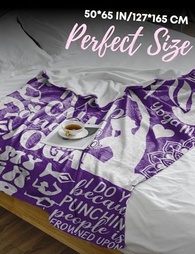 Huglanket Yoga Gifts for Women, Female, Fitness Lovers, Instructors, Soft Blanket Gift for Birthday, Christmas, Violet, 50 x 65 inches - size: 50 x 65 inches