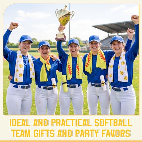 FuWeave 12 Pcs Softball with Snap Cooling Towels Gifts 40 x 12 Inch - color: Softball With Snap, size: 40 x 12 inches