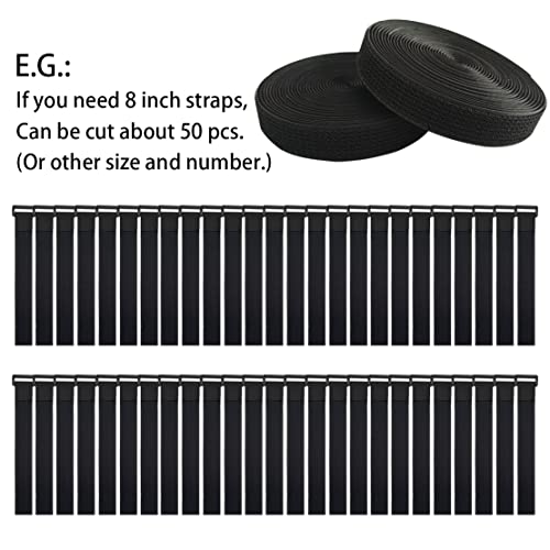 40ft Hook and Loop Straps with 60 Buckles, Adjustable Reusable Cable Straps, Arbitrarily Cut Fixing Nylon Cinch Strap