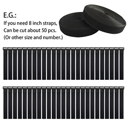40ft Hook and Loop Straps with 60 Buckles, Adjustable Reusable Cable Straps, Arbitrarily Cut Fixing Nylon Cinch Strap