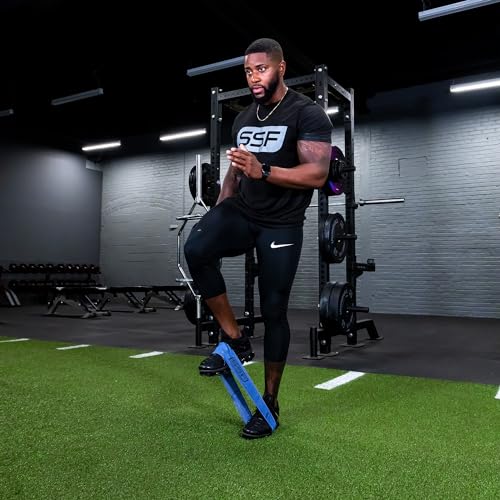 Serious Steel Fitness 패브릭 미니 루프 미끄럼 방지 저항 밴드 세트 | 워밍업, 물리 치료, 둔근 훈련, 속도 및 민첩성 운동 밴드 - color: 레벨 4 - 헤비 (블루)