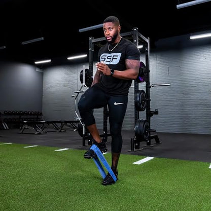Serious Steel Fitness 패브릭 미니 루프 미끄럼 방지 저항 밴드 세트 | 워밍업, 물리 치료, 둔근 훈련, 속도 및 민첩성 운동 밴드 - color: 레벨 4 - 헤비 (블루)