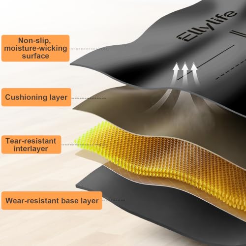 Yoga Mat - Non Slip Natural Rubber Yoga Mat, Alignment Lines, Ultimate Grip | Anti-Tear, Durable & Thick 5mm, Skin-Friendly with Free Carry Strap, Bag, for Yoga, Pilates Fitness and Floor Exercises - color: Black