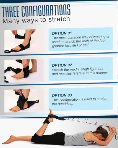Foot & Calf Stretcher for Plantar Fasciitis Relief, Adjustable Stretching Strap & Foot Rocker Combo for Achilles Tendon, Heel Pain, Hamstring & Muscle Recovery – Physical Therapy Stretching Device for Home Use