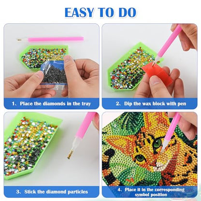 Leixonl Diamond Art Kits for Kids with Framed (7 in) Cartoon Animals DIY Gem Art Painting - Arts & Crafts Gifts for Beginners & Teens (Leopard cat) - color: leopard cat