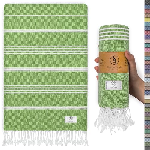Ossano Turkish Beach Towel Absorbent & Lightweight Oversized (39" x 71") - Quick Dry, Versatile and Functional as Yoga Mat, Picnic Blanket, Travel Blanket, Bath, Gym, Camping Towel - Pistachio Green - color: Pistachio Green