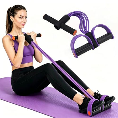 Upgraded Durable 6-Tube Pedal Resistance Strap with Handle, Natural Rubber Fitness Resistance Strap, Multifunctional Fitness Strap, Suitable for Abdominal, Waist, arm, and Leg Shaping Training - color: Purple