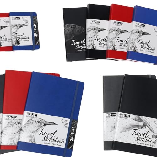 Pro Art Premier Sketch Book Travel 4"x 3" White 74lb Red 80 Sheets, Sketch Book, Sketchbook, Drawing Pad, Pad, Drawing Paper, Art Book, Paper, Sketchbook for - color: 3x4 Red