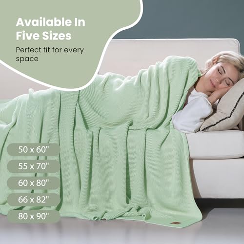 Dalisa Alina GOTS Organic Cotton Throw Blanket, Sage, 60x80 in - color: Sage, size: 60x80