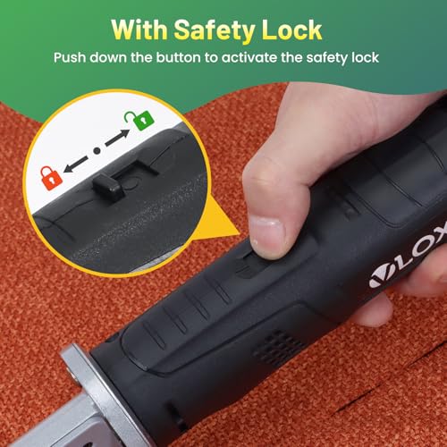 VLOXO Electric Rotary Fabric Scissors Cordless Power Fabric Cutter | Rechargeable Electric Scissors with Safety Lock, Replacement Blade, and Battery for Carpet Canvas Cotton Includes Case Black