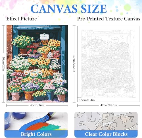 ZRIZQ Paint by Numbers Kit for Adults Beginners,Floral DIY Painting Set,Relaxing Creative Craft Activity,16x20 Inch-Flowers 16 - color: 16"X20"Rolled Canvas(Frameless)-Flowers 16