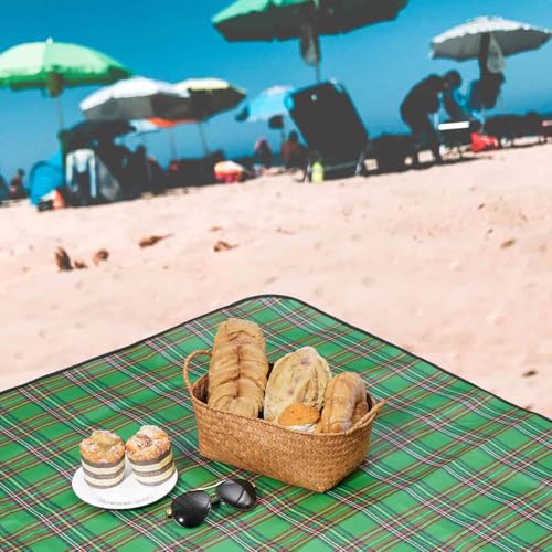 Beach Picnic Blanket, Sandproof Waterproof Camping Blankets Large, Outdoor Sandfree Foldable Mat 55x40in, Oversized Packable Family Mats for Hiking, Camping, Park, Travel, Grass Concert-Green - color: Green