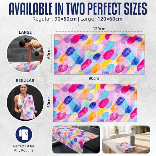 CHEEKY WINX Microfiber Gym Towel – Highly Absorbent Microfiber Sweat Towel, Quick-Dry Lightweight Design, Odour-Resistant Fabric, Matching Carry Bag, Cotton Candy, Large (120 x 60 cm) - color: Cotton Candy, size: Large