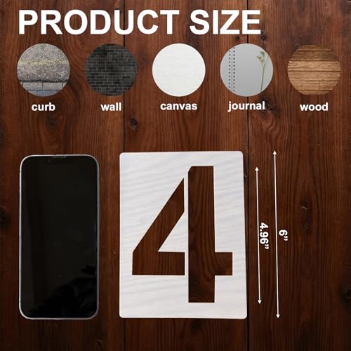 Number Stencils for Painting, 10 Pcs 6 Inch for Cakes Wood Signs Crafts | Reusable & Easy to Clean, Address Numbers & Party Dates, Favor Bags, Classroom Projects, Scrapbooks, Beginner Friendly - color: Number 6"