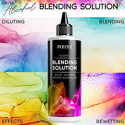 Alcohol Blending Solution for Ink - Large 4oz Ink Blending Solution - Works with All Alcohol Inks - with Applicator Tip, Applicator Bottle and Funnel