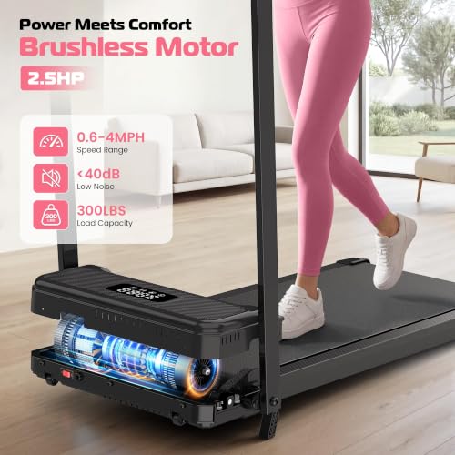 ANCHEER Walking Pad with Handle Bar, 12% Incline, Foldable Treadmill - color: 09-Black