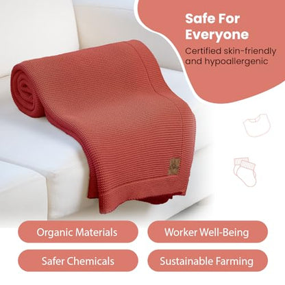 Dalisa Alina GOTS Organic Cotton Throw Blanket, Amberglow, 50x60 in - color: Amber Glow, size: 50x60