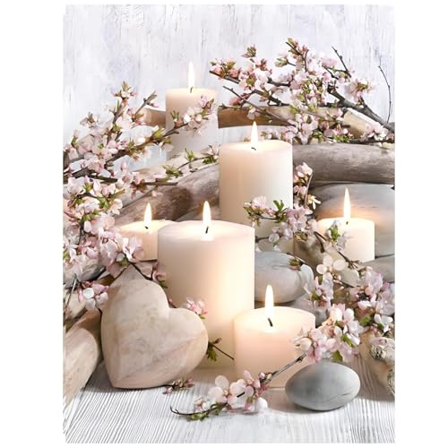 hkejoi Candle Diamond Art Kits for Adults, Diamond Painting Kit 12x16 Inch | Diamond Painting Kits for Adults Beginners, Gem Art, 5D Full Drill, DIY Arts and Crafts for Gift Home or Decor - color: Style 59