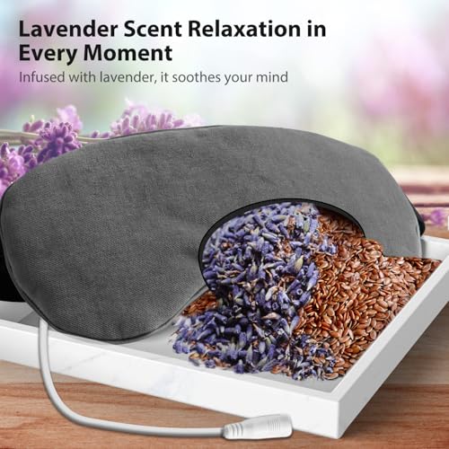 Ezona Heated Eye Mask, Warm Eye Compress Mask for Dry Eyes, Gray | USB Electric Eye Heating Pad, Temperature & Timer Control, Blepharitis, Sinus, Migraine, Stye, MGD Puffiness - color: Gray